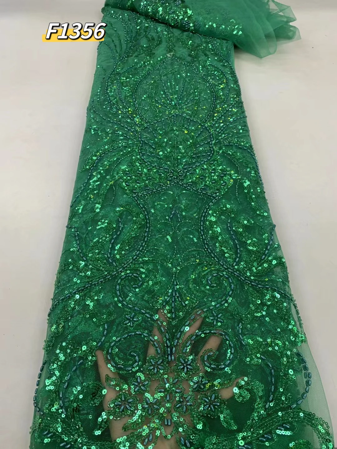 Luxury Handmade Beads Lace Fabric African Beaded Wedding French Net Lace 3D Embroidered Sequins high quality gold rhinestone