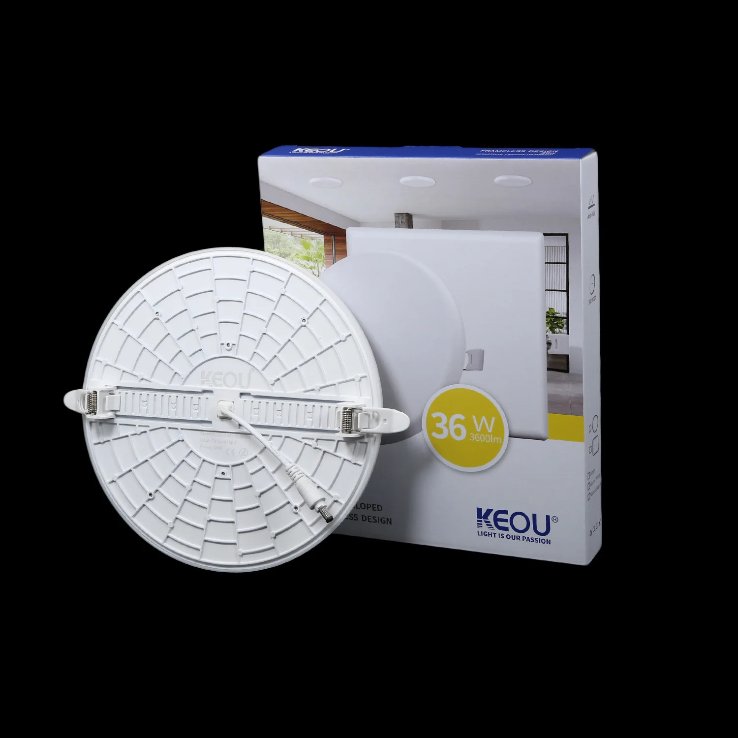 New Super bright Tricolor Smart dimmable hole size frameless led downlight round led panel 36W