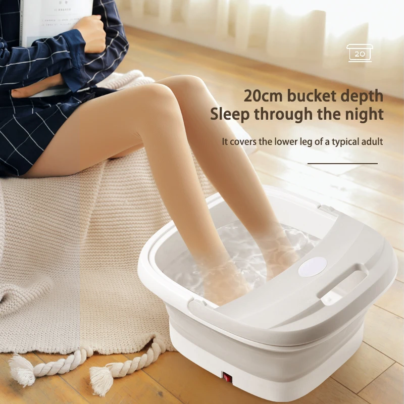 Portable Folding Foot Spa Bath Tub,PTC Double Insulation Heating Collapsible Foot Soak Basin with Massage Function