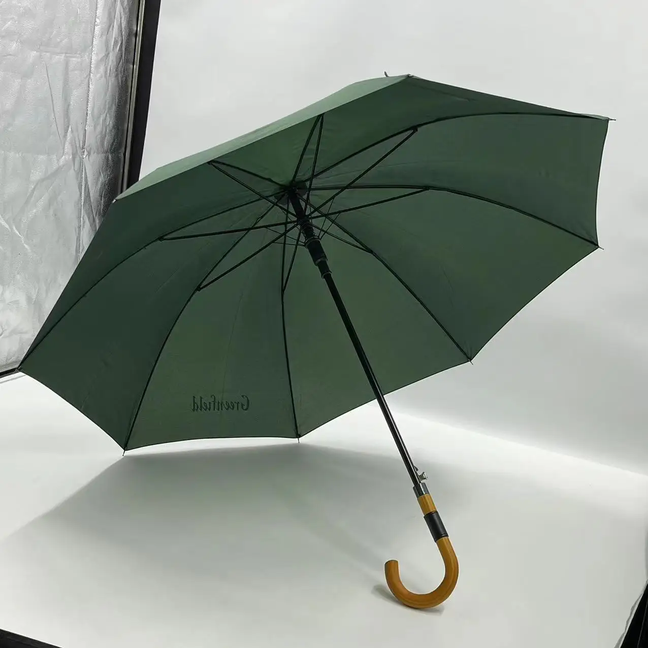 Custom Logo 190T Pongee Material One-Piece Full Body Straight Golf Umbrella Automatic Open & Close for Rain Sun Travel Gift
