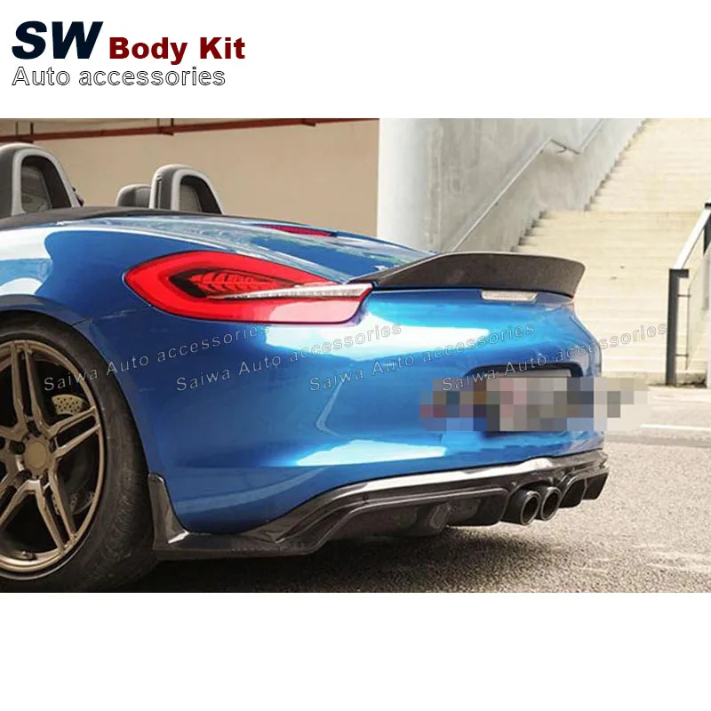 981 Carbon Fiber Rear Spoiler For Porsche 981 Cayman Boxster 2013-2016 Rear Trunk Spoiler Lip Guide Wing Lip Rear Wing