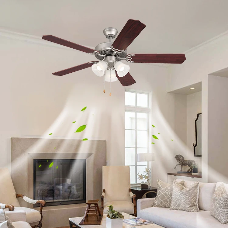 Manufacturer Silent Household Living Room 5 Mdf Blades Wooden Chandelier Ceiling Fans With Light