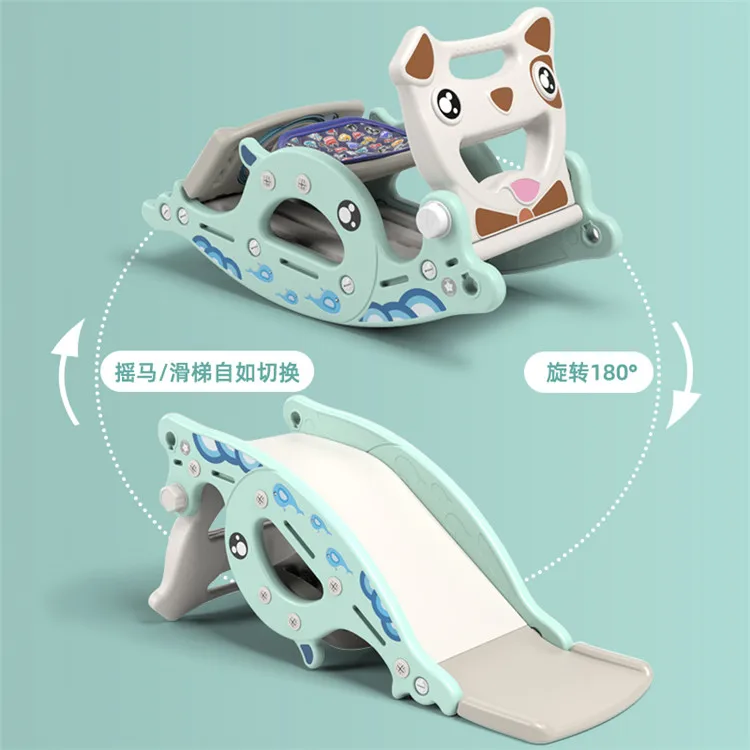 Детская лошадка-качалка горка три в одном для помещений детская многофункциональная лошадка-качалка горка катание на животных игрушка