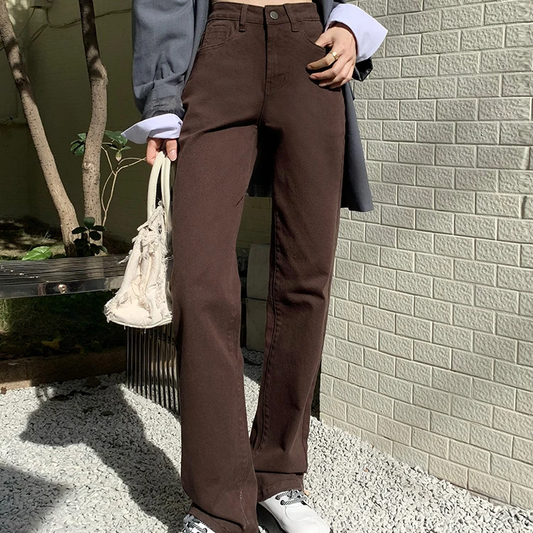 Jeans Y2K Women Baggy Streetwear Chic Custom Wholesale Fashion Vintage Brown Denim Pants