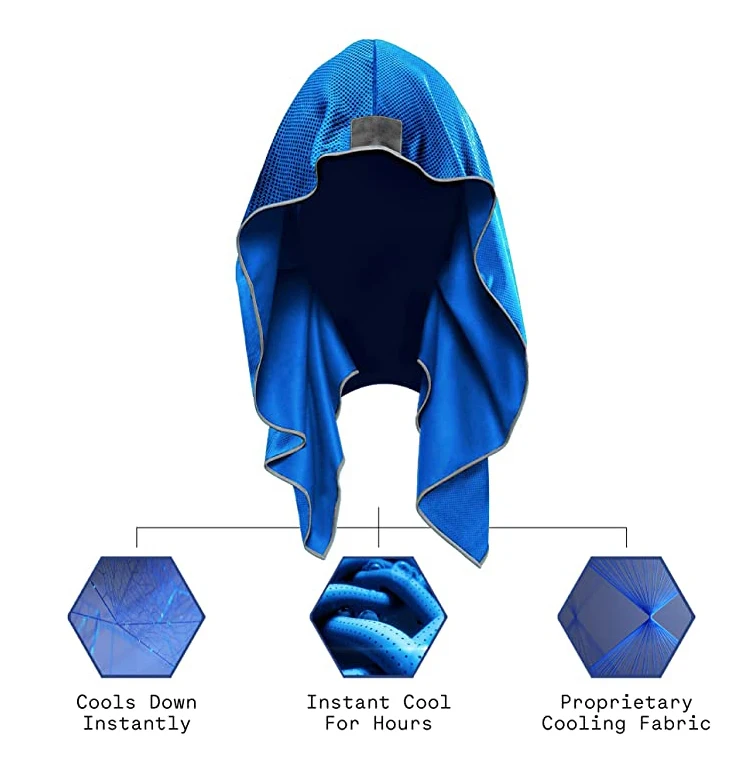 Factory Wholesale Customized  UV protection outdoor sport gym magic instant ice microfiber cooling towel hoodie