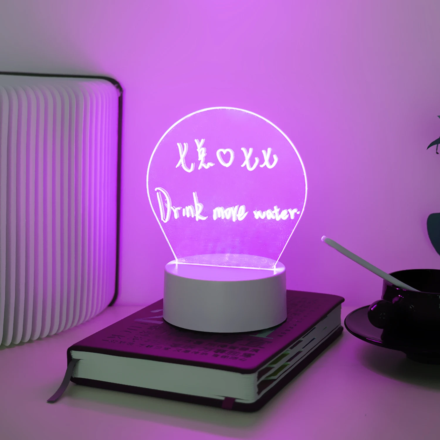 Wholesale light Lamp Base 7 colour for Led Night Light Round 3d Acrylic Write rgb Light