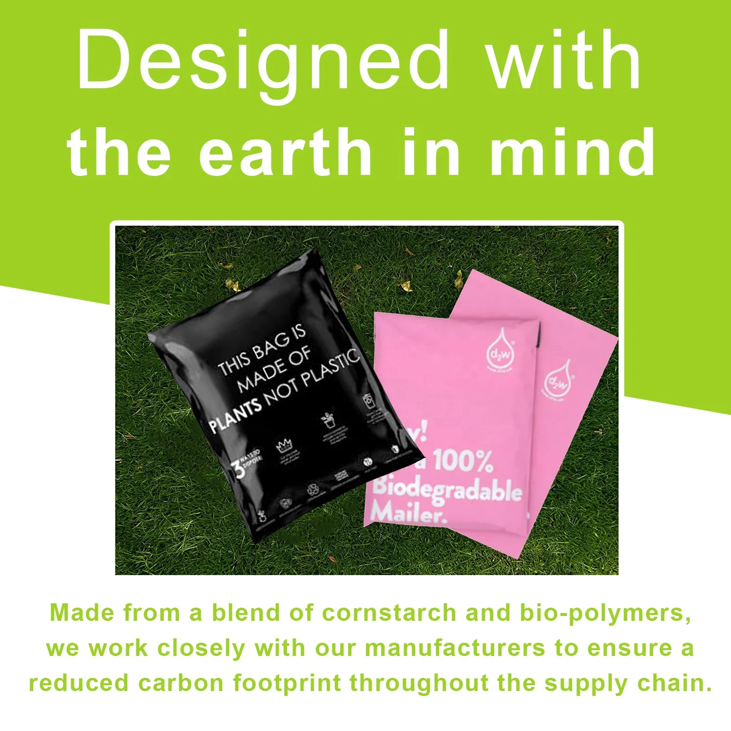 custom logo printed compostable corn starch PLA envelope mailer clothing packaging biodegradable mailing bags