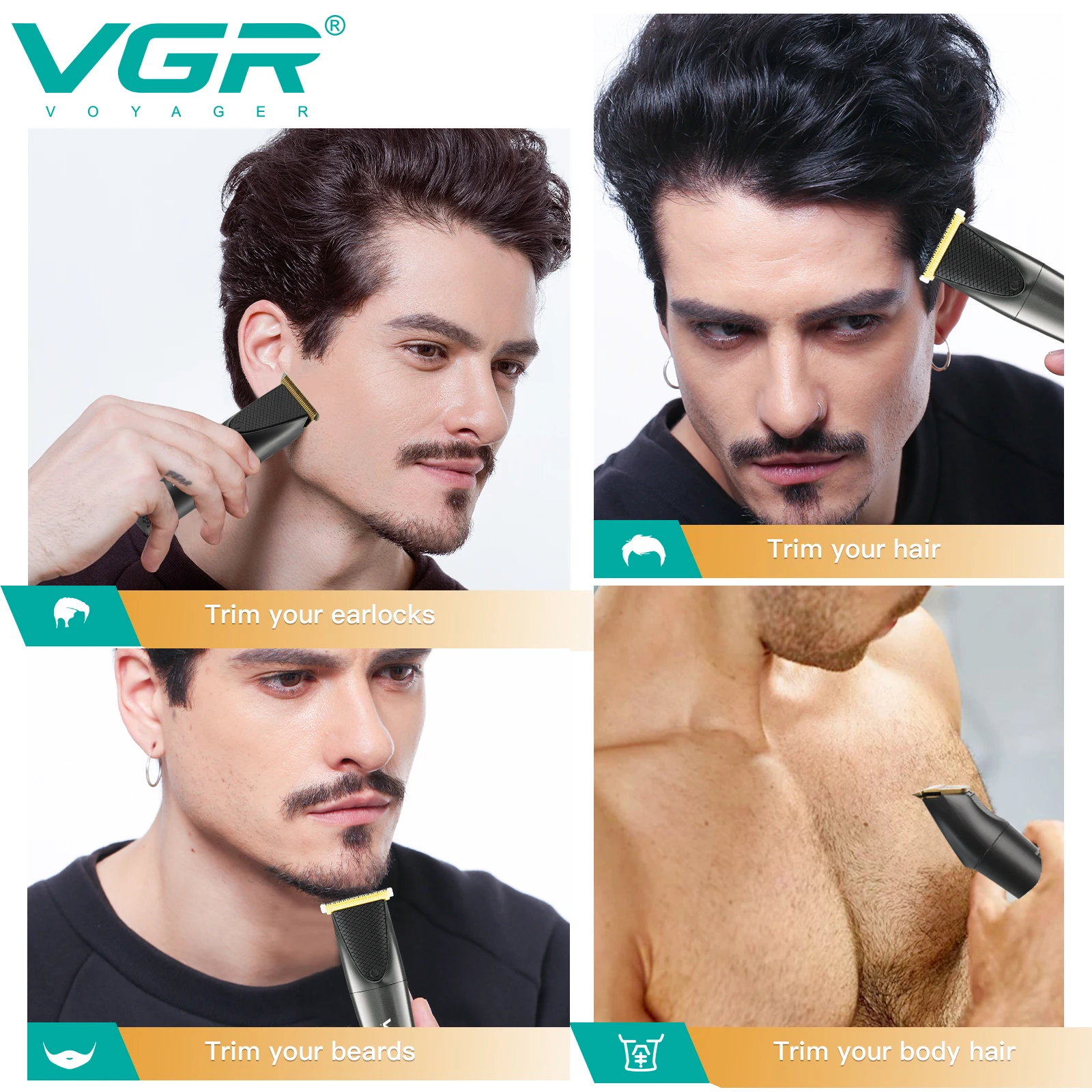  Vgr 0mm-3mm Zero Gap Waterproof Cordless Professional V-090 Manufacturing Hair Cut Trimmer