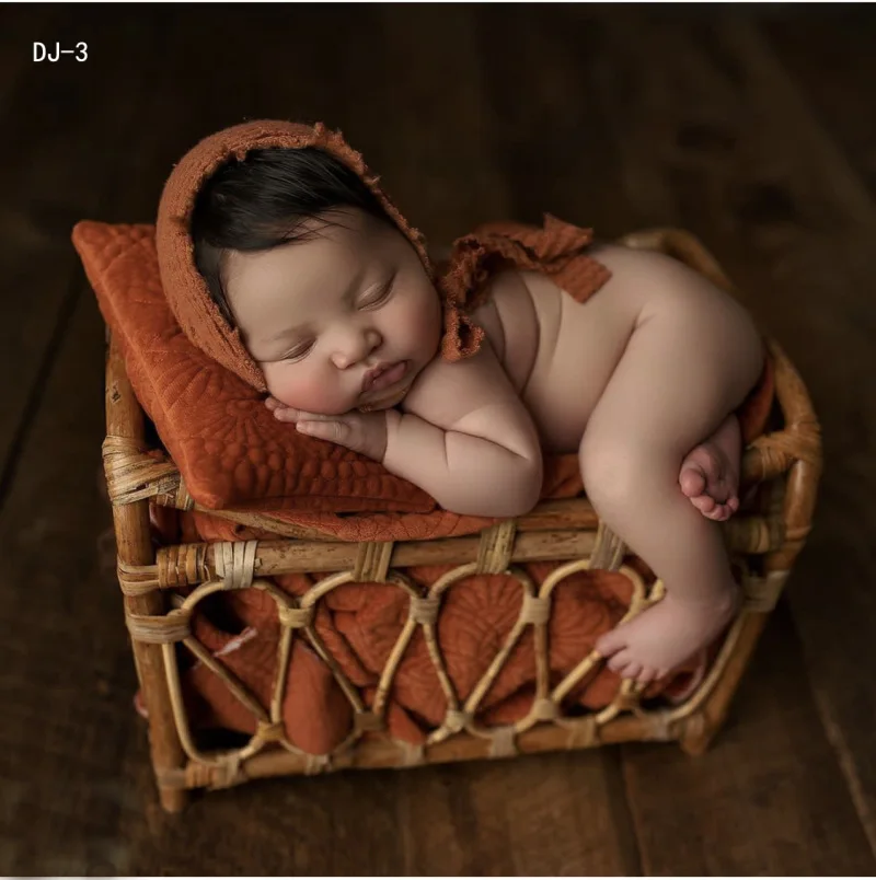 Newborn photography props woven bamboo bed chair baby photo basket multi - style auxiliary props basket