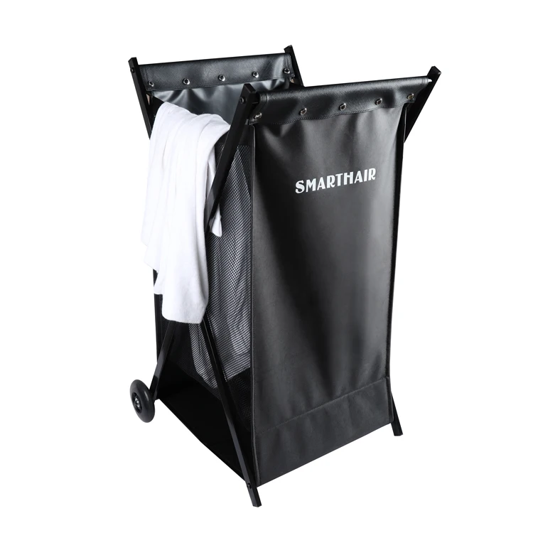 Customized Waterproof Oxford Fabric Hair Towel Storage Frame Rolling Wheels Tray Salon Trolley