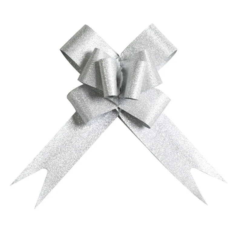 Hot Sales Christmas Wedding Birthday Anniversary Party Gift Wrapping Supplies Gold Silver Glittering Ribbon Pull Bows