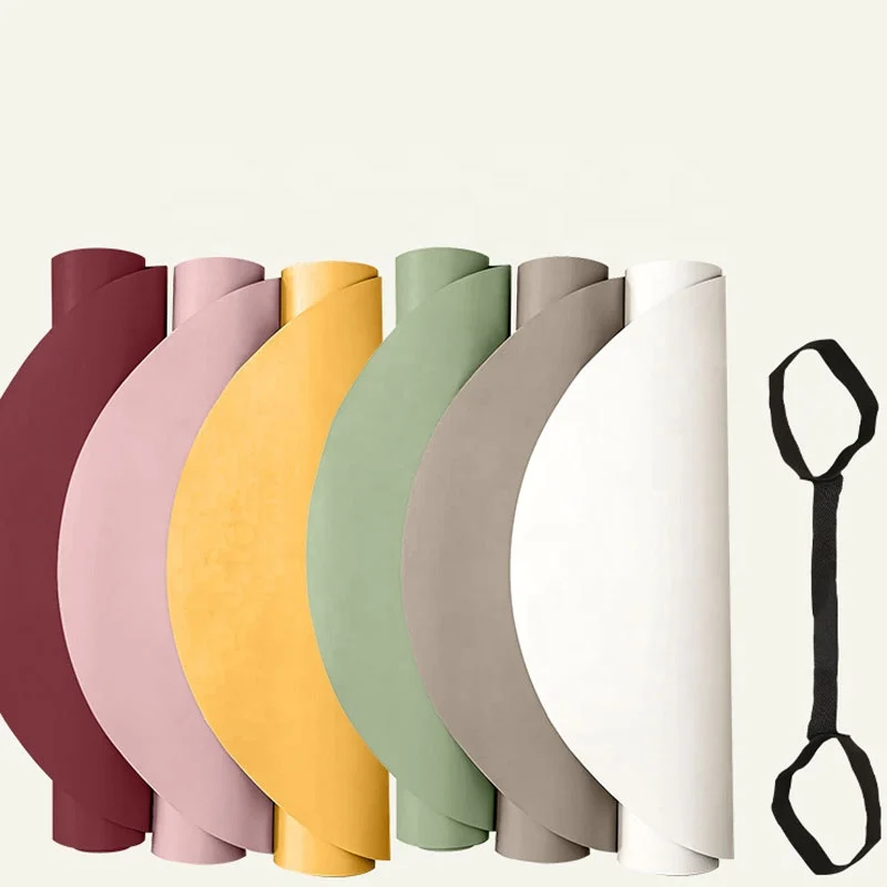 Full Printing Customize Logo Travel 5mm Arch Shape Yoga Mat Pu Rubber Pu Natural Rubber Yoga Mat Pu Oval Yoga Mat