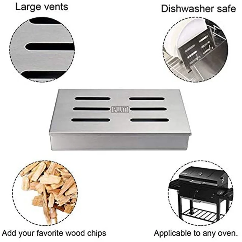 Hot Sell Heavy Duty Barbecue Smoker Box For Grill BBQ Wood Chips