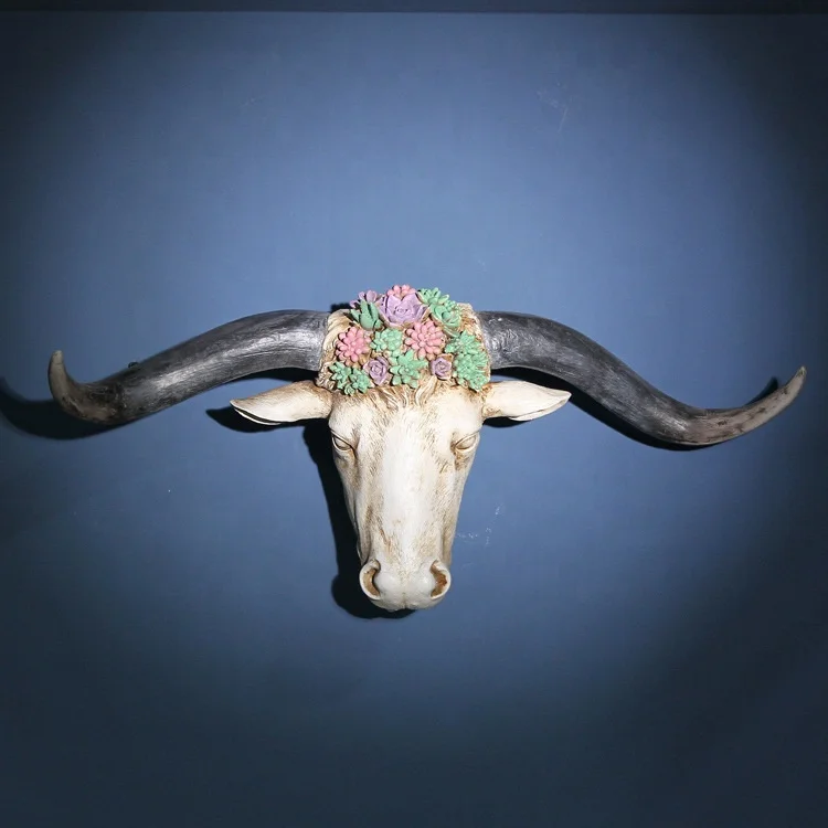 Modern Animal Wall Hanging Resin Cow Head For Wall Decoration