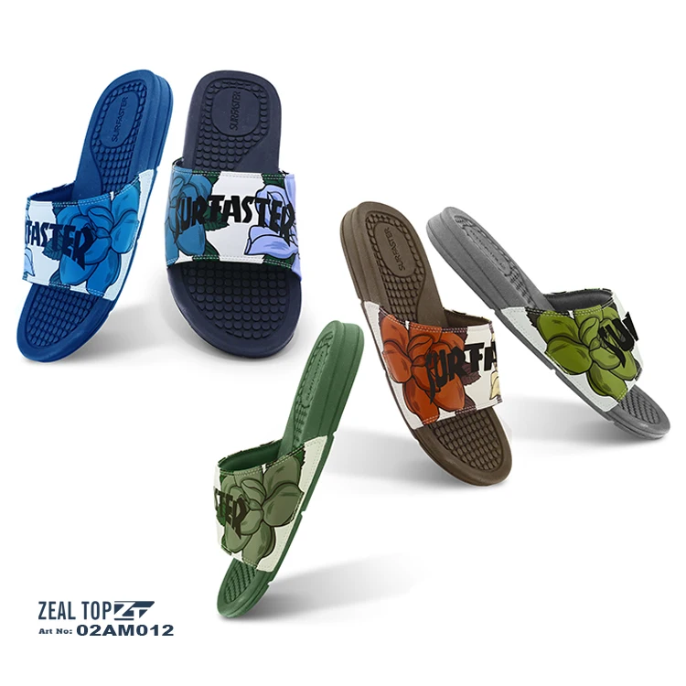 Fashionable wholesale colorful comfortable House Slippers Flower High Quality beach flat designer custom slide slippers for men