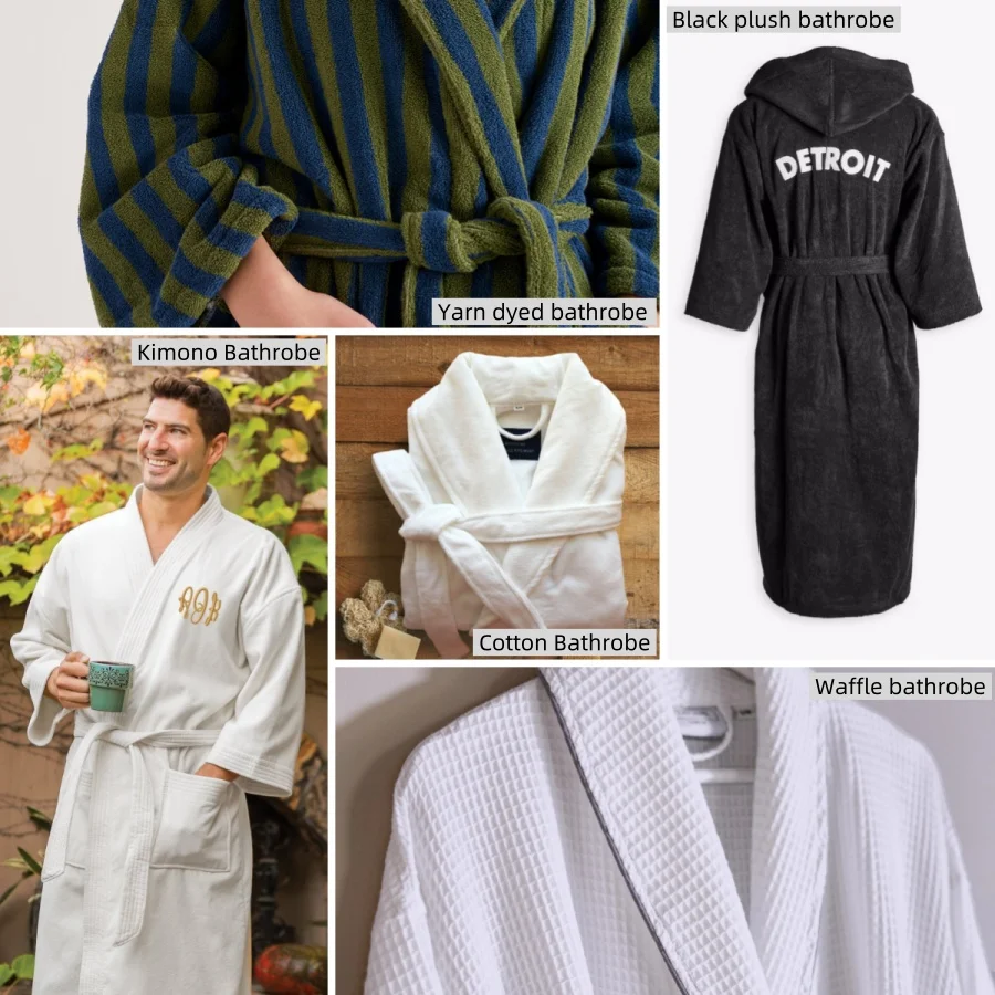 Hotel Terry Cotton Bathrobes Wholesale Custom Spa Cotton Hooded Bath Robes With Embroidery logo