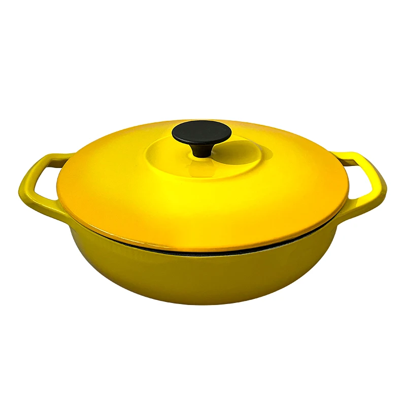 Hot Sale Cookware Shallow Dutch Oven Cast Iron Enamel Casserole Stock Pot Soup Pot Casseroles Dish With Lid