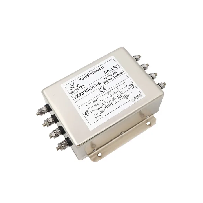Yanbixin YX93G5-50A-S 3 фазы 4 линии высокой мощности emi фильтр 50A шума rfi сети электронные фильтры для частотно-регулируемым приводом и