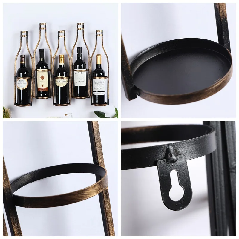 Wholesale Wine Holder wall Mounted Wine Bottle Rack Glass Holder