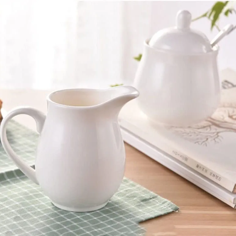 Creamer and Sugar Set with Lid Spoon for Colorful Ceramic Milk Pot Household Coffee Serving Set