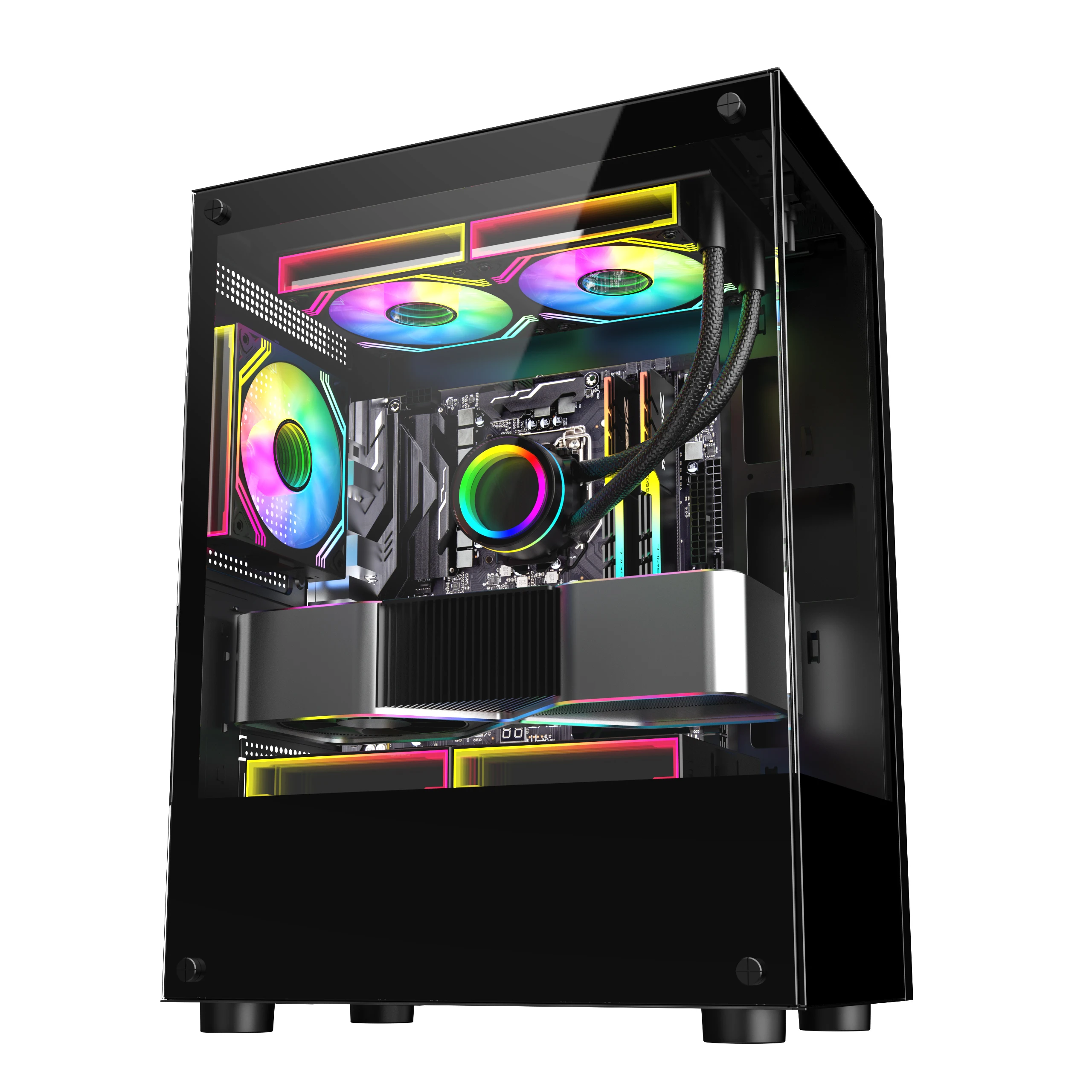 Factory Fashion Design Computer Case SPCC Frame StructureTempered Glass Full View Gaming PC Case ITX Micro ATX ARGB Fan Pc Case