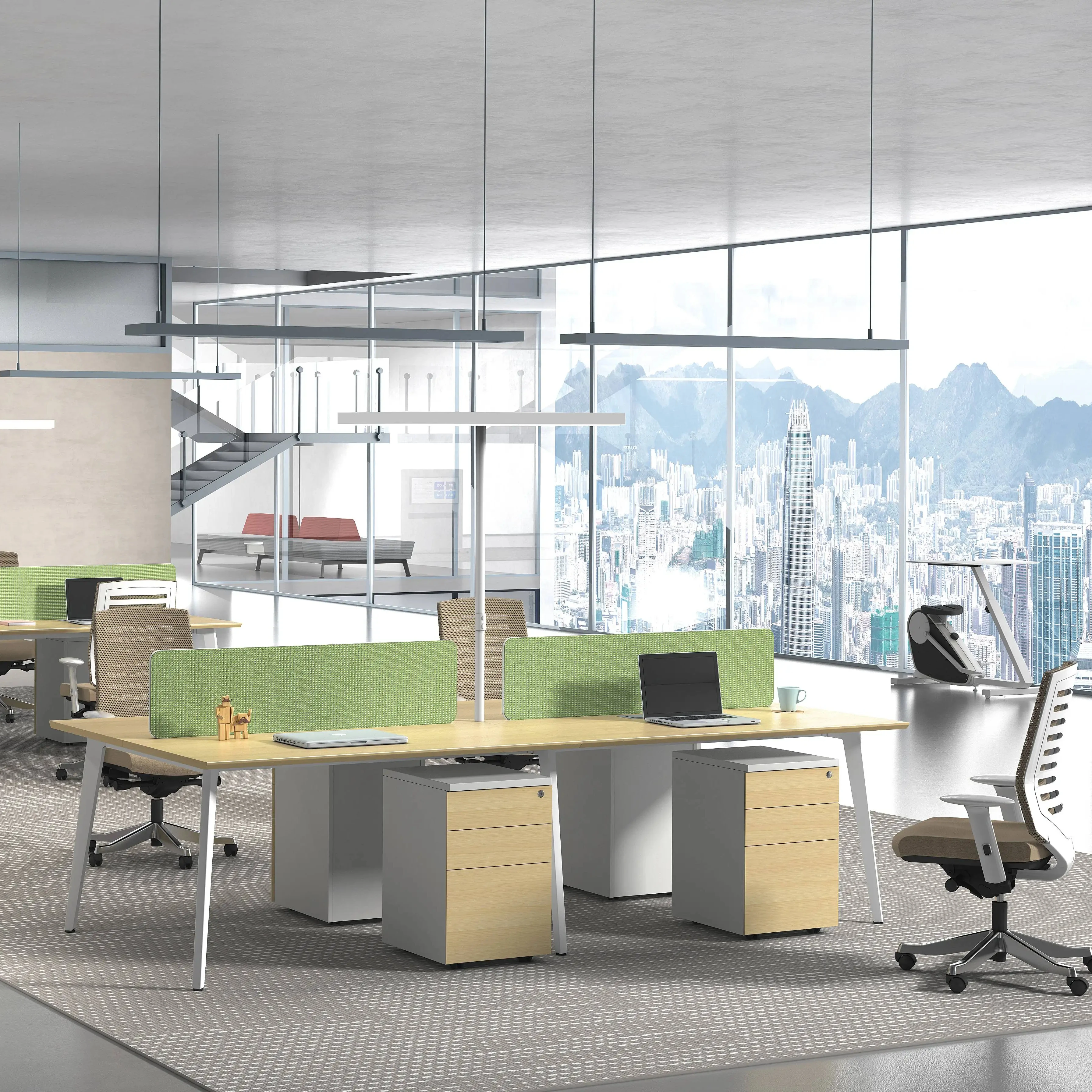 Modern Design Mdf Melamine Partition Cubicle 2 4 6 Seat Modular Computer Office Workstation Desk Table And Chair