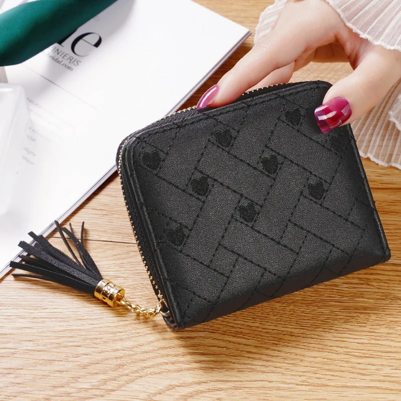 Cheap popular fashion vintage mini simple cards holder plain pu leather small card purse women lady durable wallet