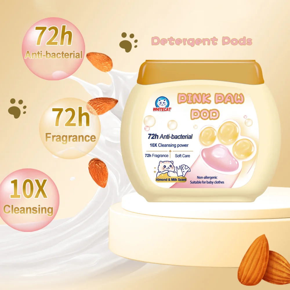 Almond Milk Scents Liquid Washing Eco Clean Laundry Detergent Capsules Pods Baby Cleaning Detergent Natural