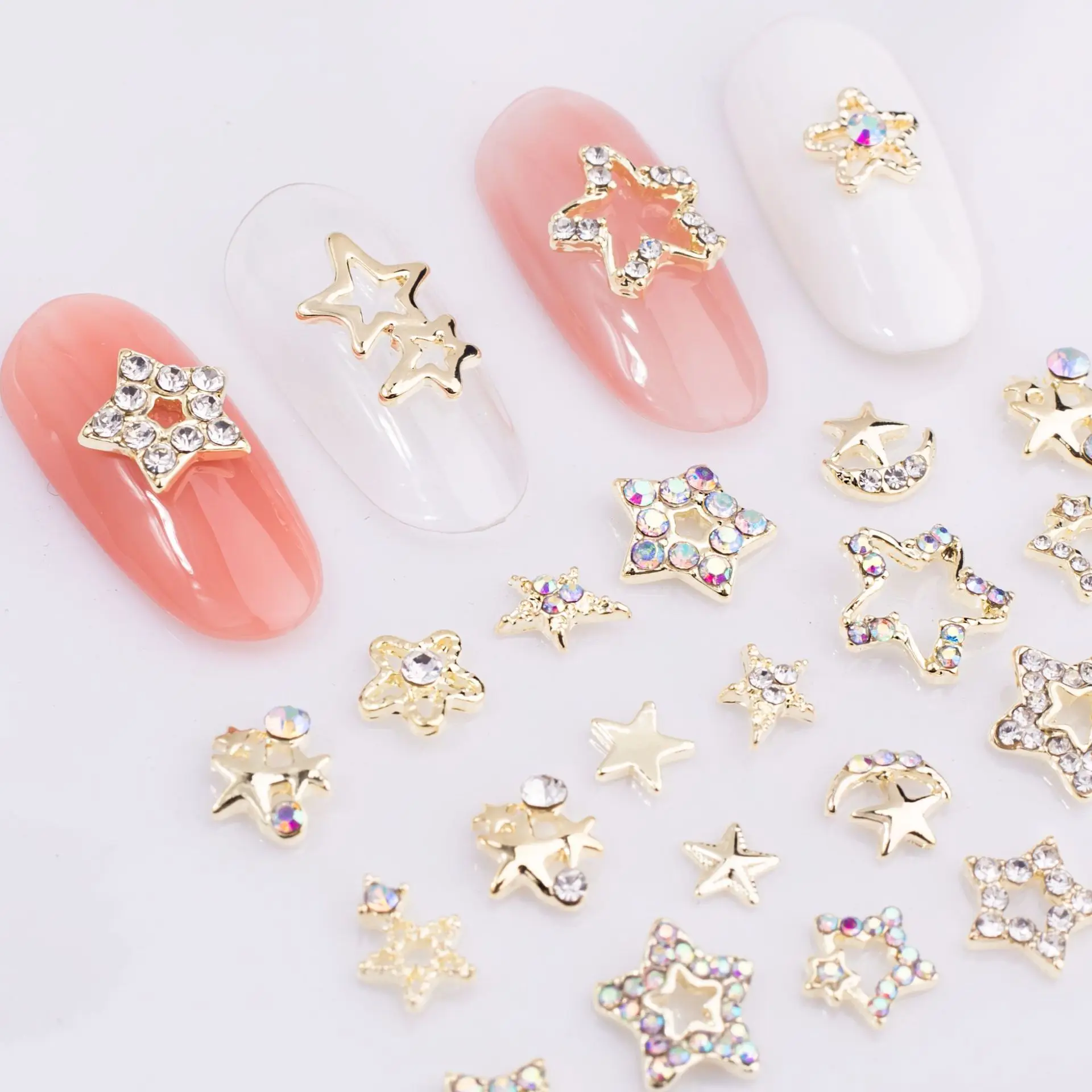 New Pentagram Nail Art Decoration DIY Hollow 3D Nail Accessories Alloy Star Nail Diamond Accessories