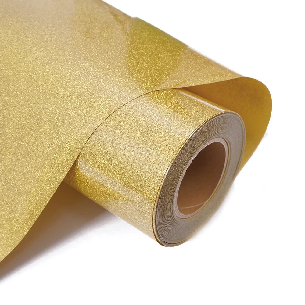 Fast Shipping 50cm*25m Gold Heat Press Vinyl Flex HTV Glitter Transfer Vinyl Rolls