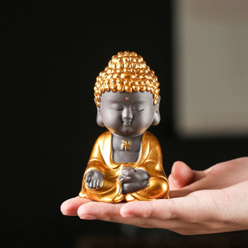 Zen ceramics фиолетовые глиняные золотые и маленькие чайные украшения Tathagata Креативные для дома