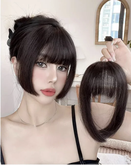 Popular Front Bang Natural Hair Ultra-thin Air Bangs 100% Human Hair Hime Cut Fringes Clip In Topper
