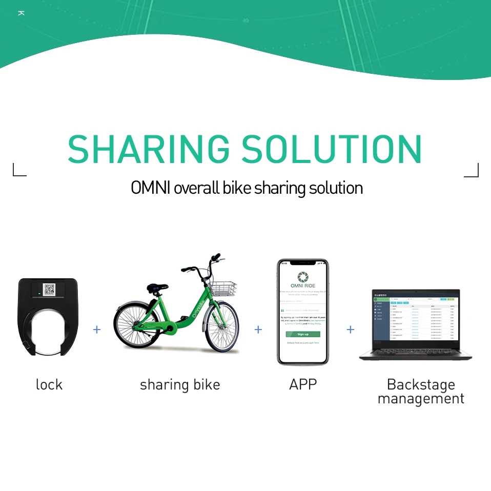 Remote Controlled Public Bike Solution System Ebike Sharing Management Software Featuring GPS Tracking Share Bicycle Lock