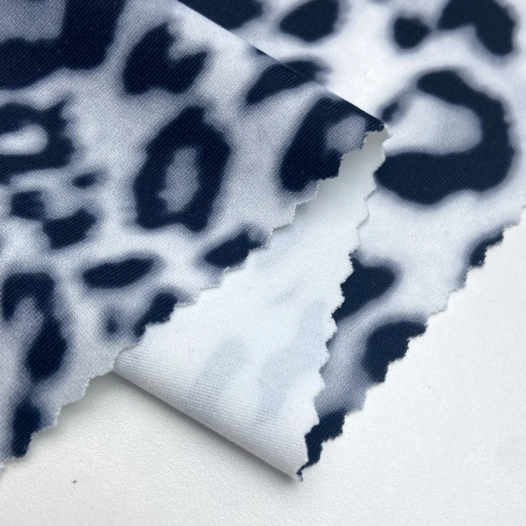 4 way stretch 89% nylon 11% spandex knitted custom leopard print 270GSM jersey sports yoga fabric for leggings