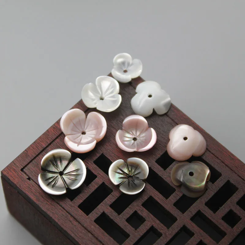 8-12mm Natural Mother of Pearl Shell Carved Petal Flower Beads for Jewelry Making