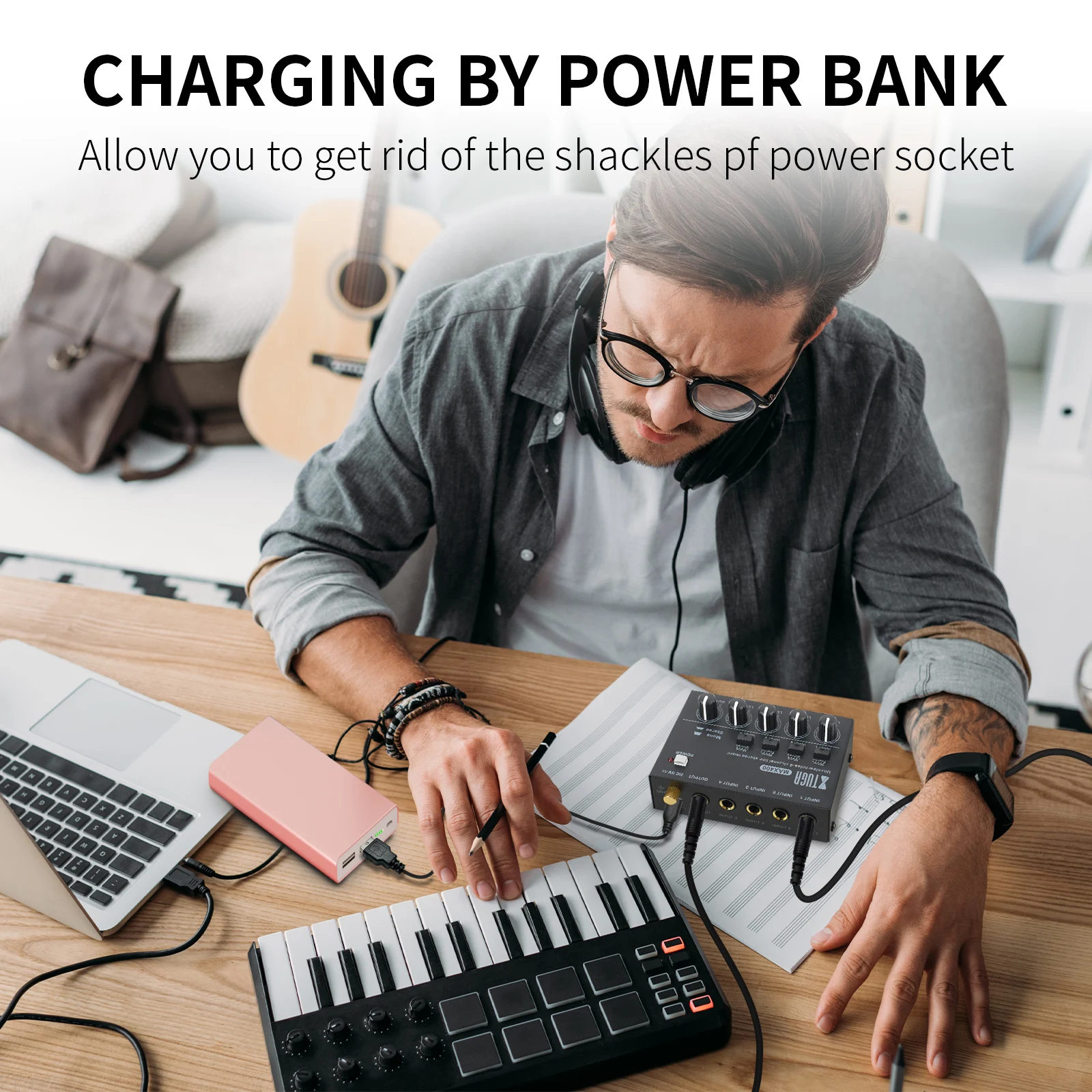 GPUB max400 mini mixer Karaoke stereo audio mixer Professional Music Mixer with AC Adapter