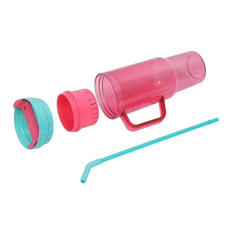 1200ml Plastic Eco-Friendly Sports Water Cup Handle Filter Vacuum Flasks with Tumbler Lid Straw-for Straight Cup Design Camping
