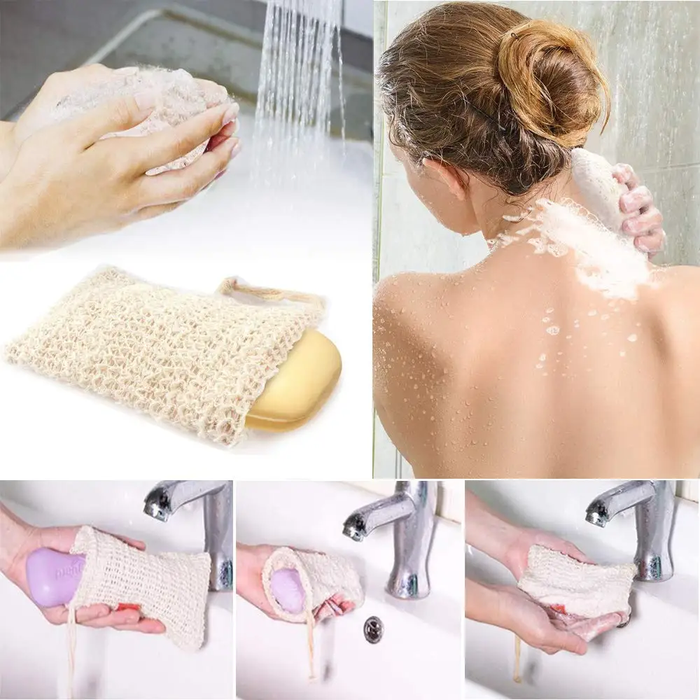 Eco-Friendly Jute Pouch Soap Saver for Foaming and Drying Natural Exfoliating Mesh Soap Bag