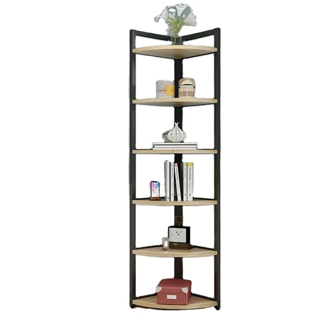 
Modern Home Furniture for Bedroom Kitchen Iron Frame MDF Brown Black Storage Shelf Multi Layer 