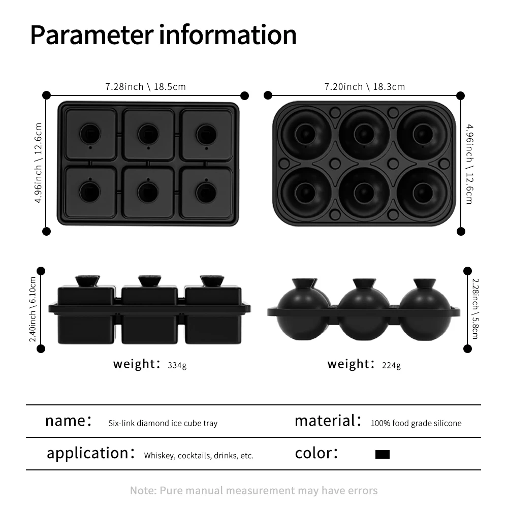 BPA Free Whiskey Big Ice Ball Diamond Silicone Ice Cube Tray Built in Funnel