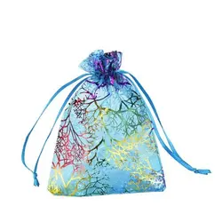 Wholesale 7*9cm 9*12cm 10*15cm 15*20cm 17*23cm 20*23cm Drawstring Organza Bag Coral Pattern Bag for Wedding Gift Christmas Pouch