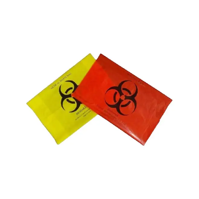 27-150  Micron Yellow Red Black HDPE Plastic Autoclavable Biohazard Collection Bags
