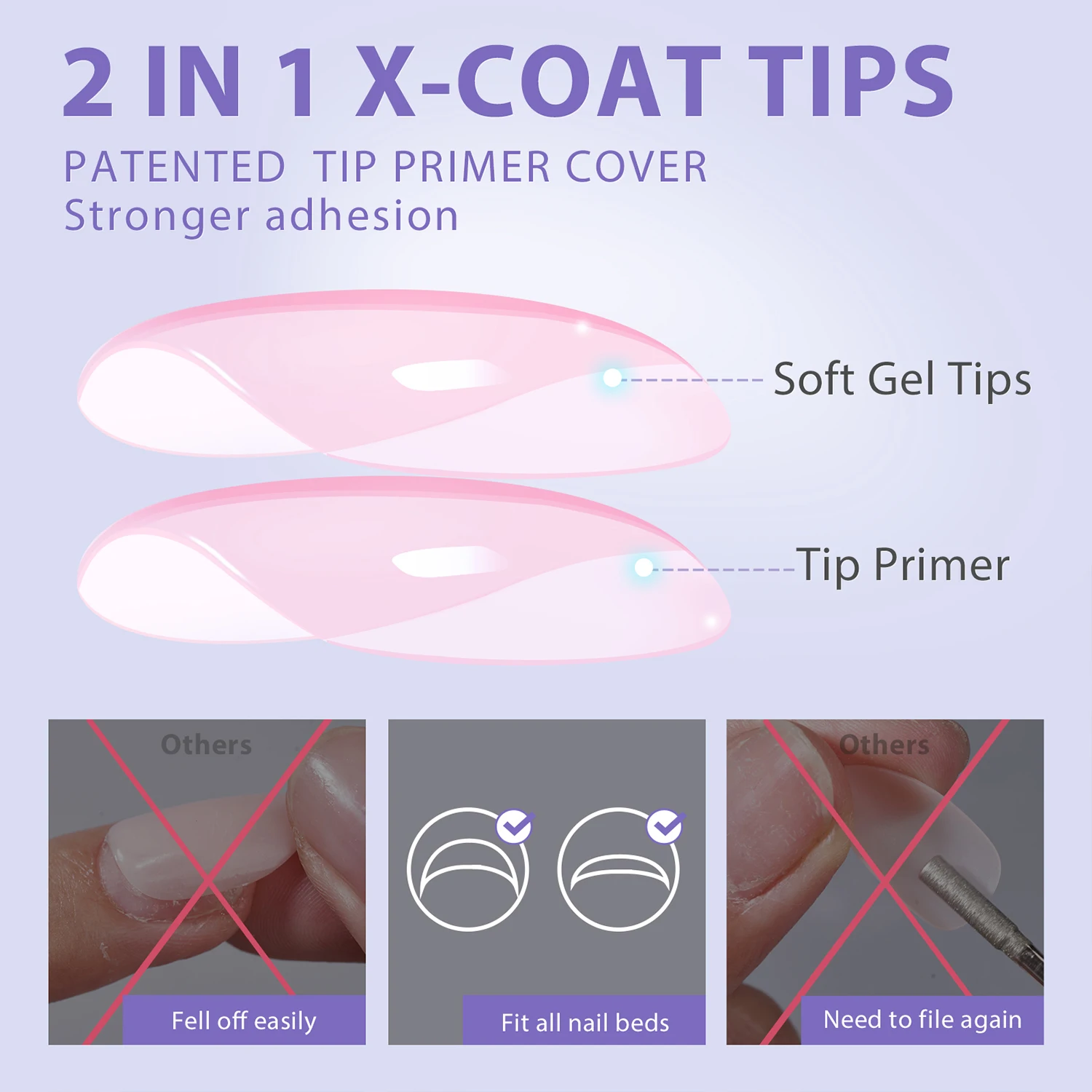 BTArtbox 15 Sizes Full Cover Almond Gel X Coat Tips Soft Gel Pink Nail Tip Jelly Rubber Base Press On Nails Wholesale