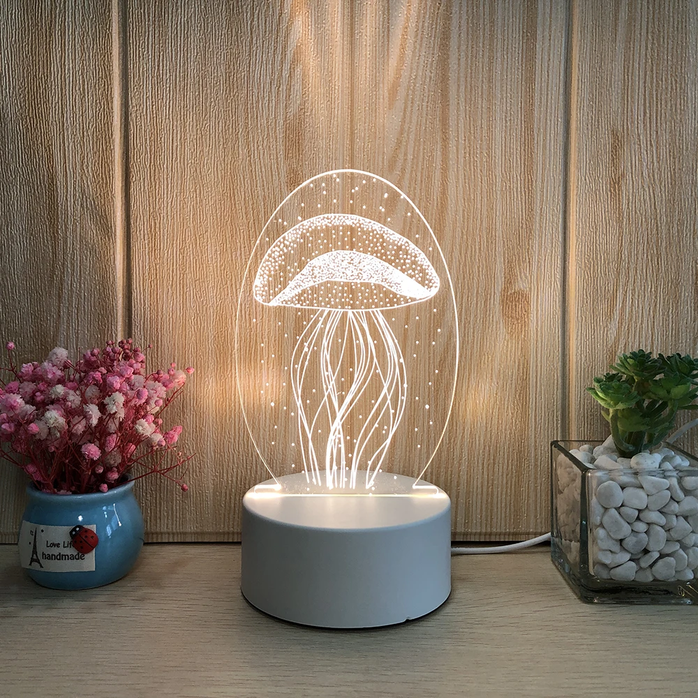 Creative bedroom LED small night light 3D cartoon kids USB bedside lamp table lamp