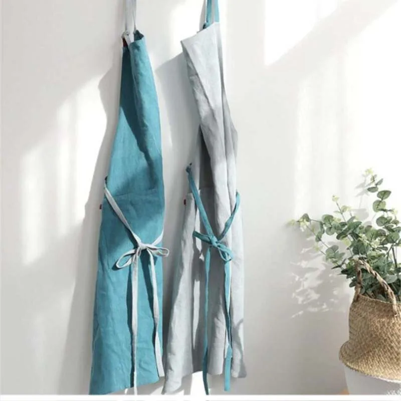 Nordic Simple Flower Shop Apron Cotton and Hemp Horticultural Coffee Shop Kitchen Cooking Apron Baking Restaurant Apron