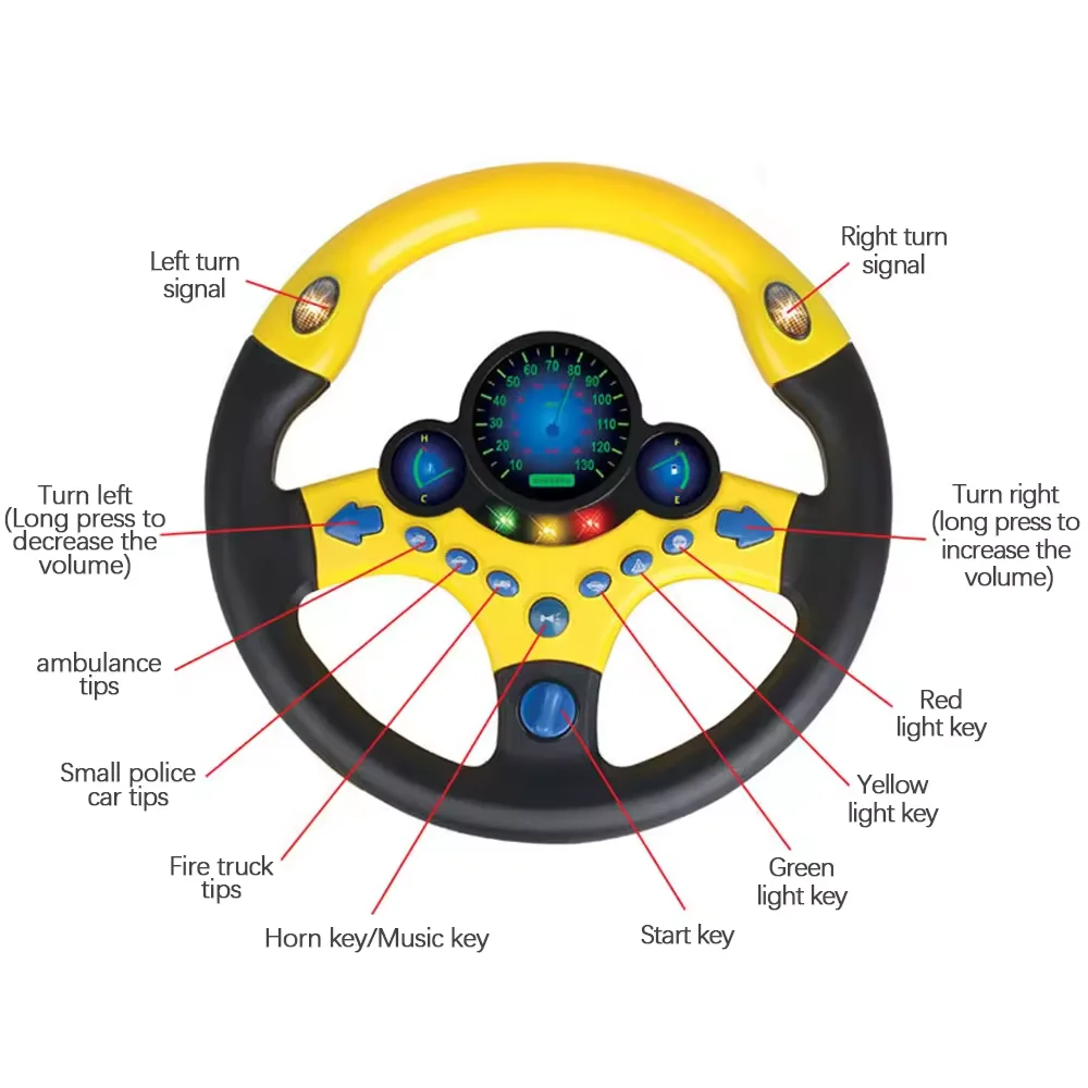 Ma New Design Simulation Steering Wheel With Light and Music Pretend Electric Educational Toys Car Driving Training Simulator