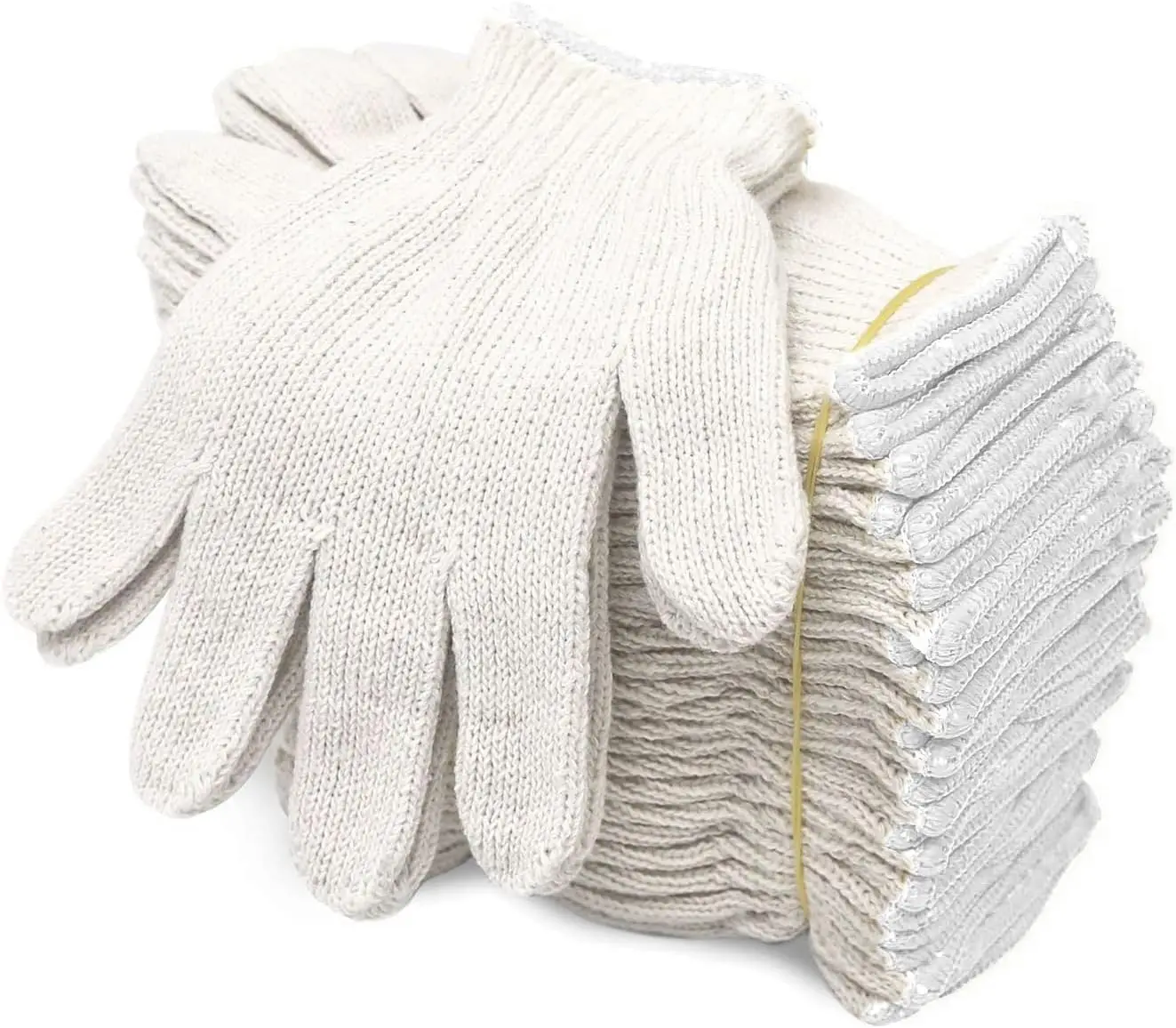 Cotton Knitted labor protection Gardening safety Bleached white cotton hand industrial construction work gloves