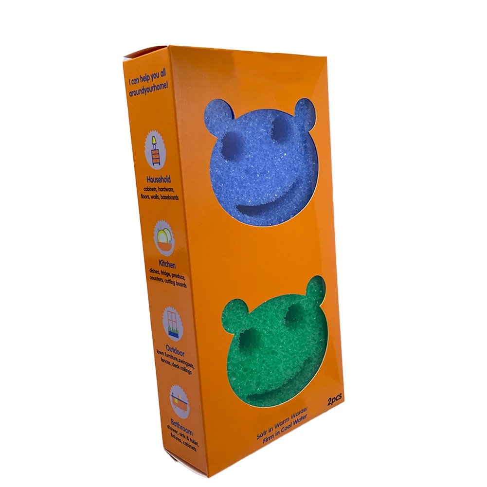 Kitchen Scrubber Dish Washing Sponge Cleaning Happy Smile Face Cleaning Cloth Temperature-Sensitive Sponge