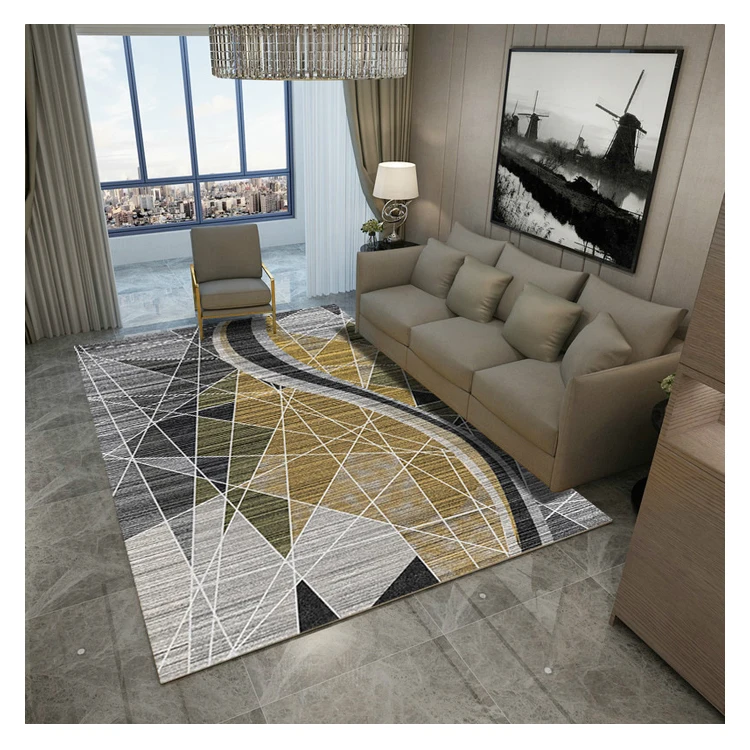 
European styles polyester cut pile non slip living room custom print area rug 