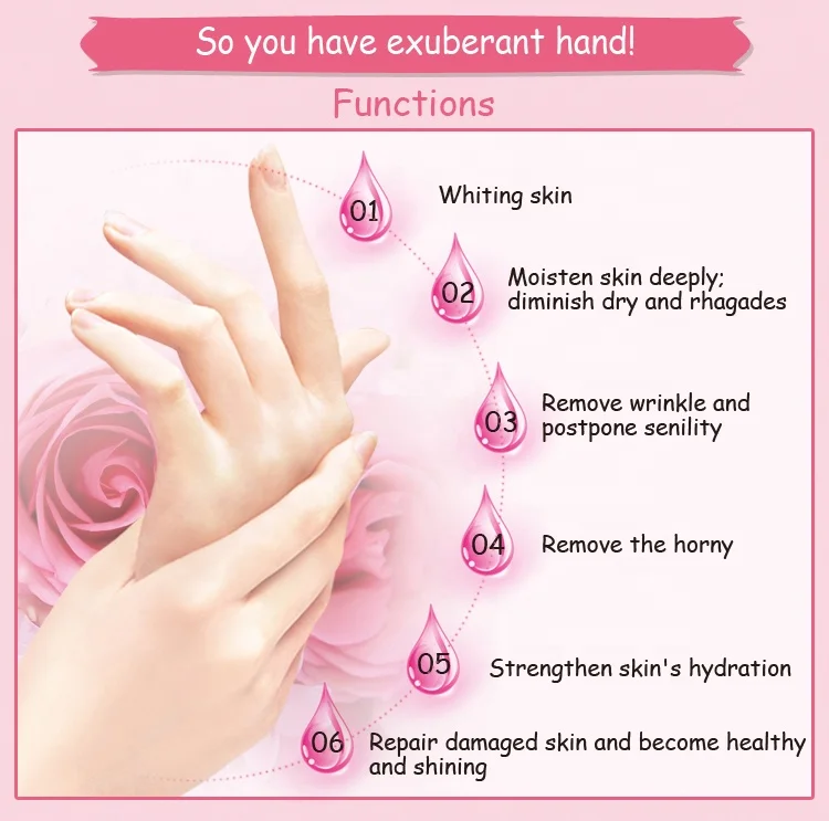 Korean Repair Natural Rose Essential Oil Paraffin Wax Hand Mask Glove Nourishing Infused Moisturizing Hand Sheet Mask